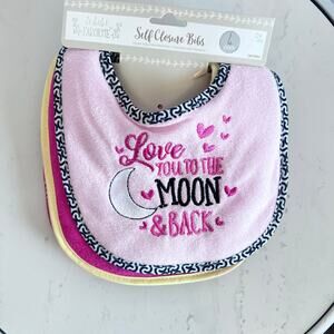 BABY BIBS MULTIPACK LE BIBI FAVORITE SELF CLOSURE BIBS 4 BIBS NEW WITH TAGS PINK